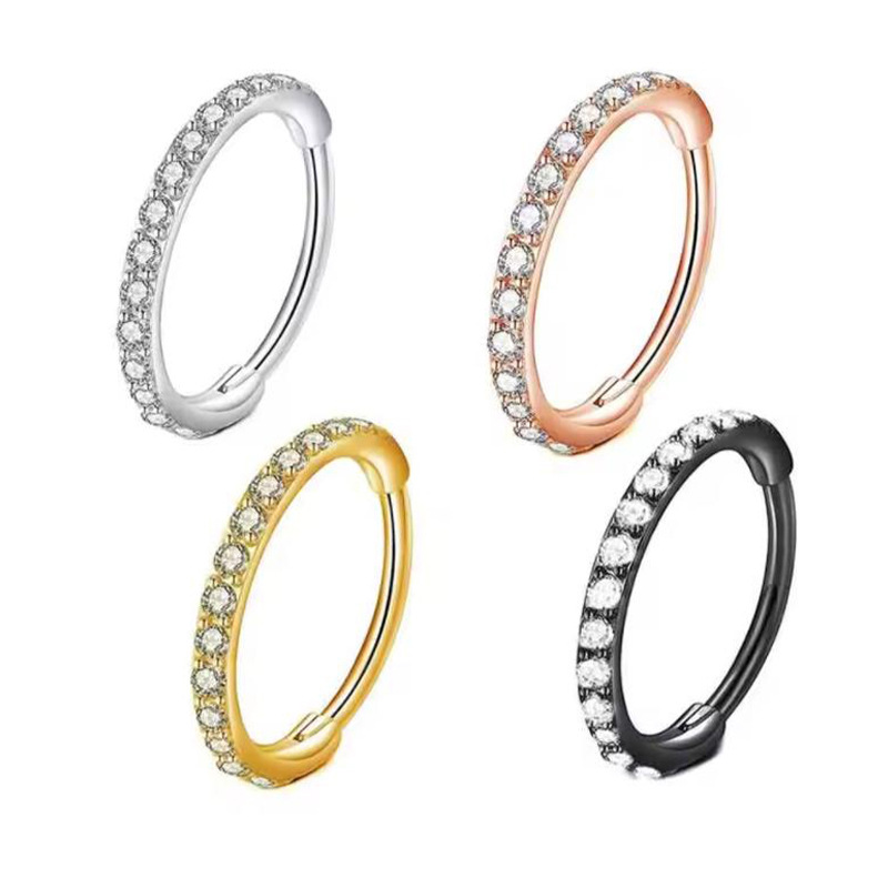 16G Clear CZ Nose Ring Hoop 31 - Body Jewelry Surgical Steel review and price