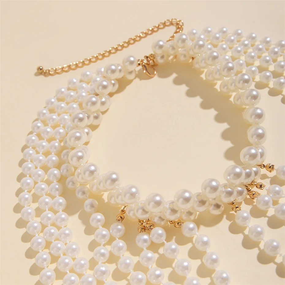 Bridal Tassel Imitation Pearl  - Body Jewelry Necklace review and price
