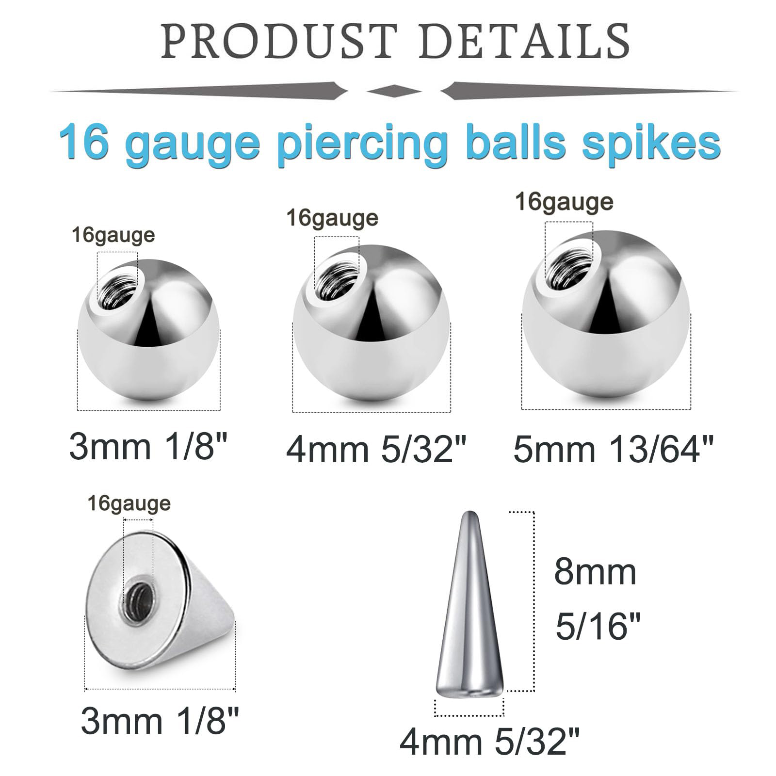 20pcs 16Gauge Stainless Steel  - Body Jewelry Replacement Ball review and price