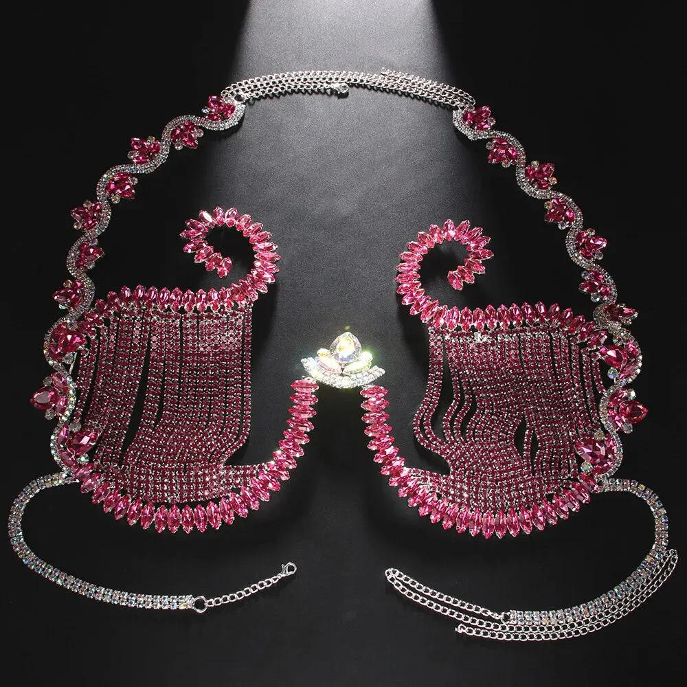 Rave Pink Crystal Chest Bracke - Body Jewelry Retainers review and price