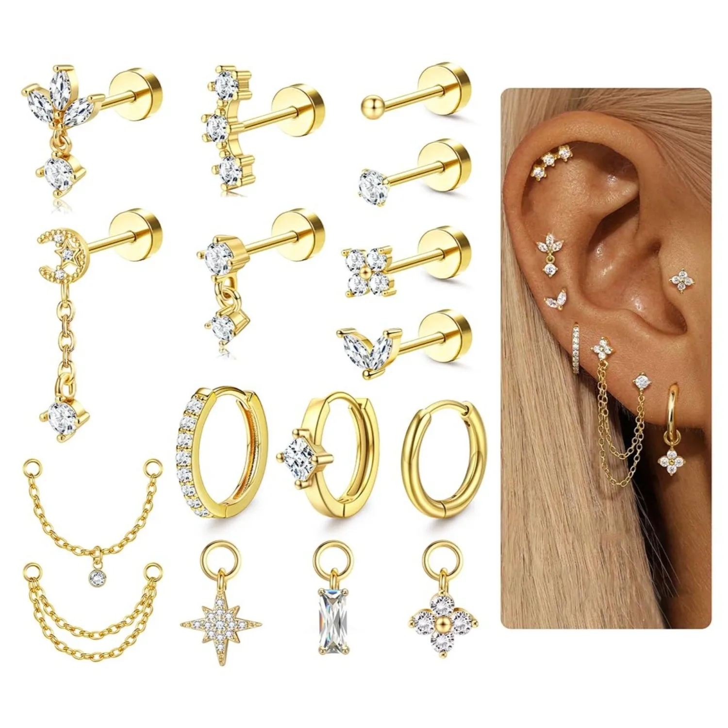 16 Gauge Cartilage Earrings fo - Body Jewelry Surgical Steel review and price