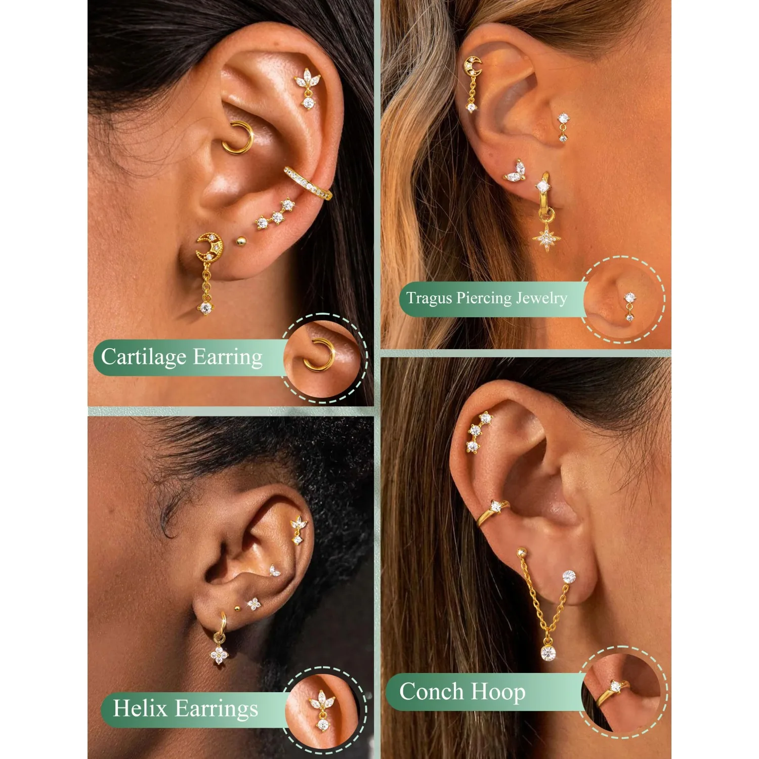 16 Gauge Cartilage Earrings fo - Body Jewelry Surgical Steel review and price